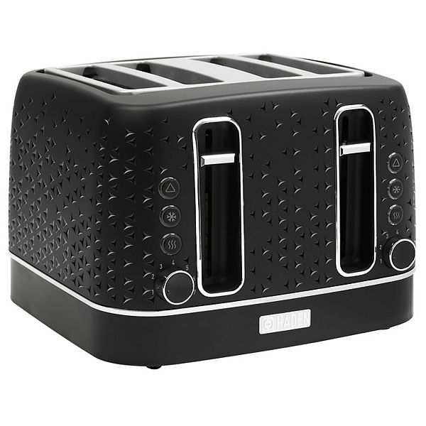 Haden Starbeck 4 Slice Wide Slot Stainless Steel Toaster, Black & Chrome Haden