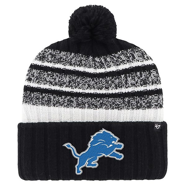 Men's '47 Black Detroit Lions Tavern Cuffed Knit Hat with Pom 47 Brand