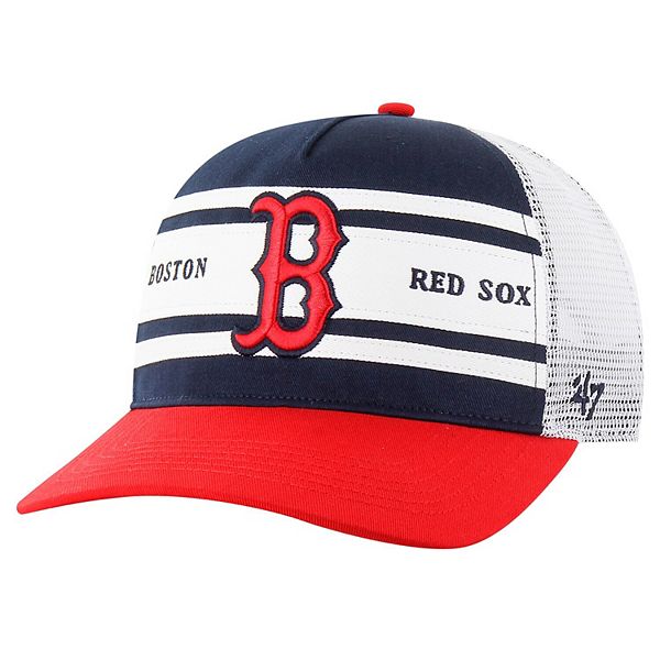 Men's '47 Navy Boston Red Sox Gridiron Super Stripe Relaxed Trucker Hitch Adjustable Hat 47 Brand