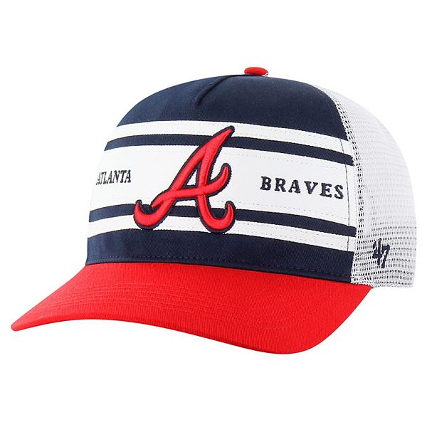 Men's '47 Navy Atlanta Braves Gridiron Super Stripe Relaxed Trucker Hitch Adjustable Hat 47 Brand