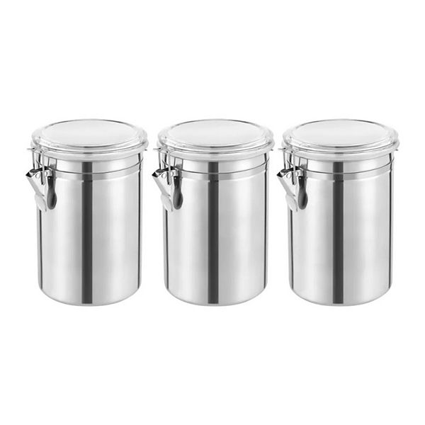 Stainless Steel Canister Set Storage Container 1800ml 3 Pcs Kitcheniva