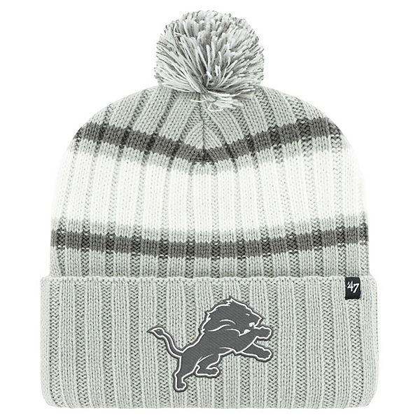 Men's '47 Gray Detroit Lions Plateau Cuffed Knit Hat with Pom 47 Brand