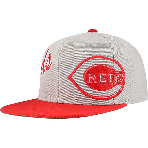 Men's Mitchell & Ness Gray Cincinnati Reds Knock Out Panel Snapback Hat Mitchell & Ness