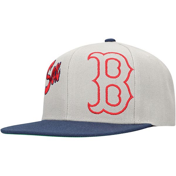 Men's Mitchell & Ness Gray Boston Red Sox Knock Out Panel Snapback Hat Mitchell & Ness