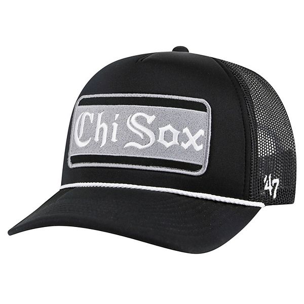 Men's  '47 Black Chicago White Sox Local Patch Foam Front Trucker Adjustable Hat 47 Brand