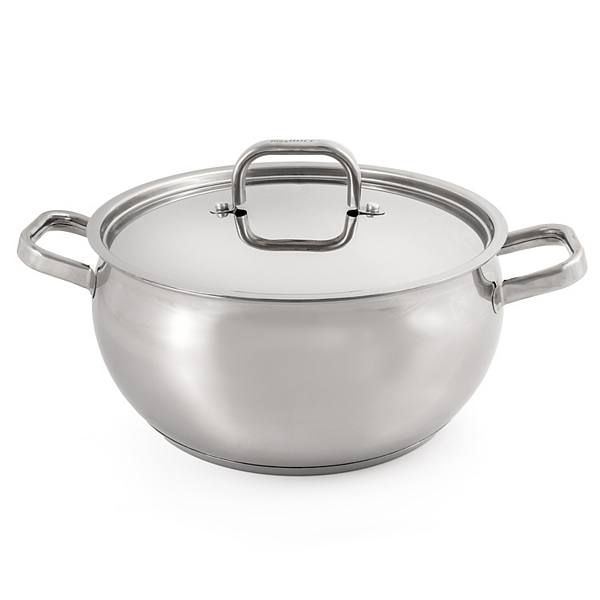 BergHOFF Belly Shape 18/10 Stainless Steel 9.5-in. 5.5-qt. Stock Pot with Lid BergHOFF