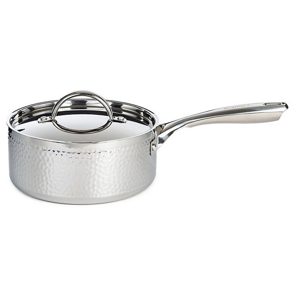 BergHOFF Vintage Hammered Tri-Ply 18/10 Stainless Steel 8-in. 3-qt. Saucepan with Lid BergHOFF