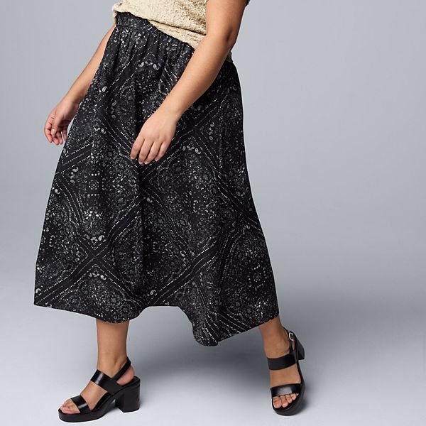 Plus Size Simply Vera Vera Wang Shirred Midi Skirt Simply Vera Vera Wang