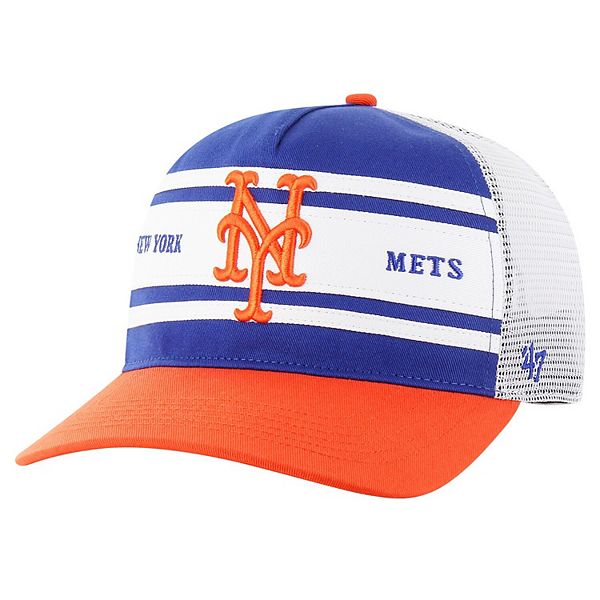 Men's '47 Royal New York Mets Gridiron Super Stripe Relaxed Trucker Hitch Adjustable Hat 47 Brand