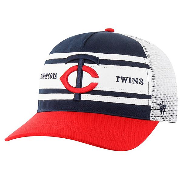 Men's '47 Navy Minnesota Twins Gridiron Super Stripe Relaxed Trucker Hitch Adjustable Hat 47 Brand