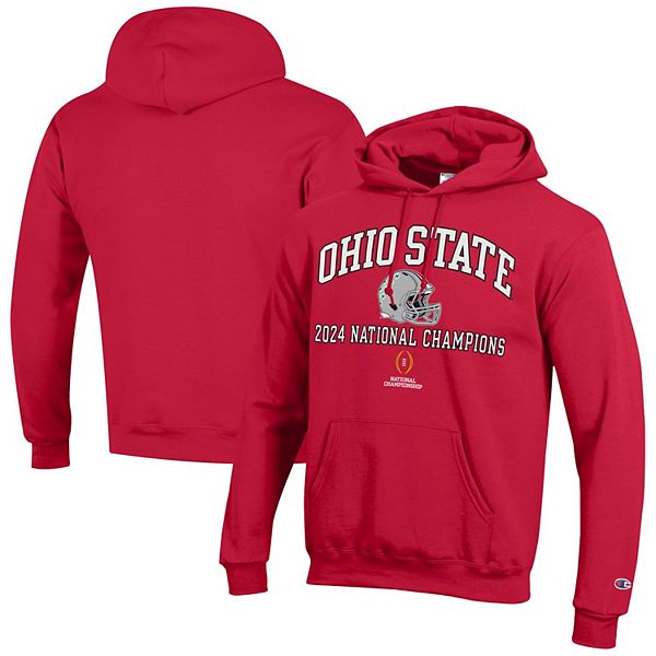 Men's Champion Scarlet Ohio State Buckeyes College Football Playoff 2024 National Champions Helmet Pullover Hoodie Champion