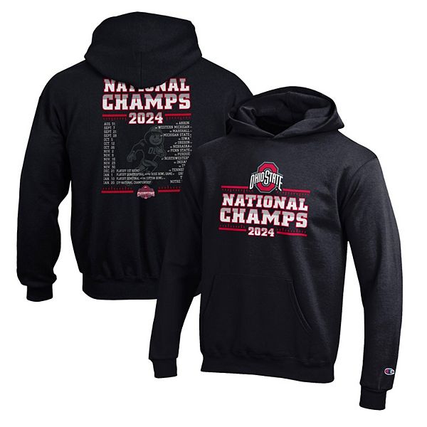 Youth Champion  Black Ohio State Buckeyes College Football Playoff 2024 National Champions Schedule Pullover Hoodie Champion