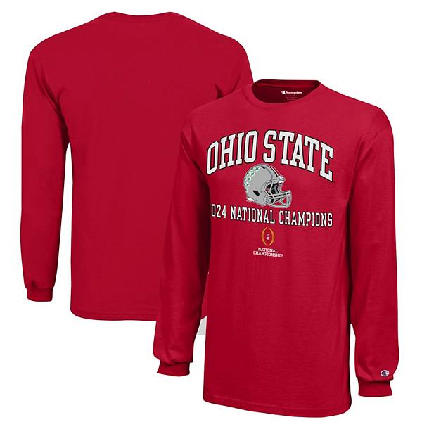 Youth Champion  Scarlet Ohio State Buckeyes College Football Playoff 2024 National Champions Long Sleeve T-Shirt Champion