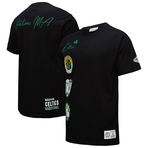 Men's Black Boston Celtics Black Out Collection Vintage Premium T-Shirt Mitchell & Ness