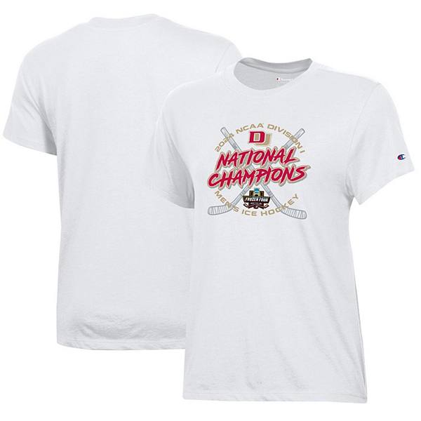 Women's Champion  White Denver Pioneers 2024 NCAA Men's Ice Hockey National Champions Locker Room T-Shirt Champion