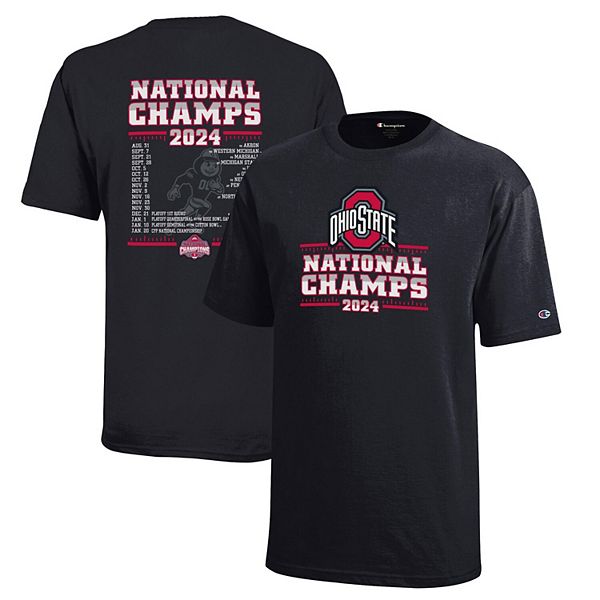 Youth Champion  Black Ohio State Buckeyes College Football Playoff 2024 National Champions Schedule T-Shirt Champion