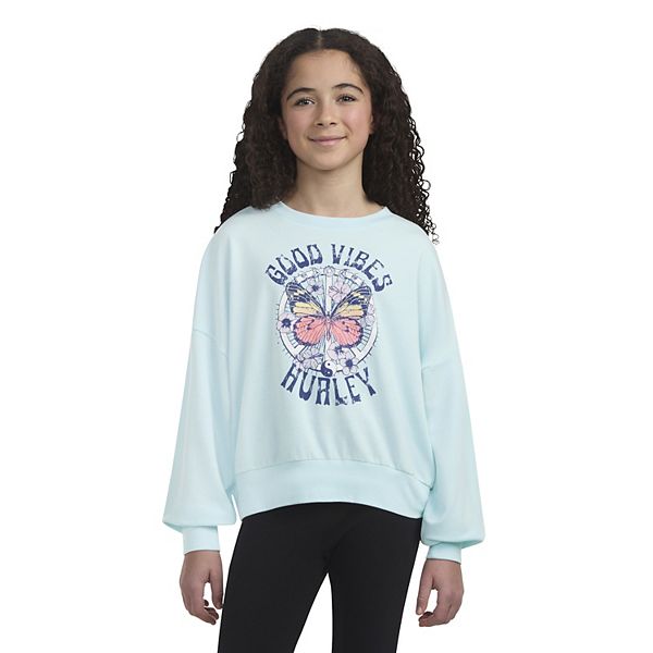 Girls 7-16 Hurley "Good Vibes" French Terry Crewneck Hurley