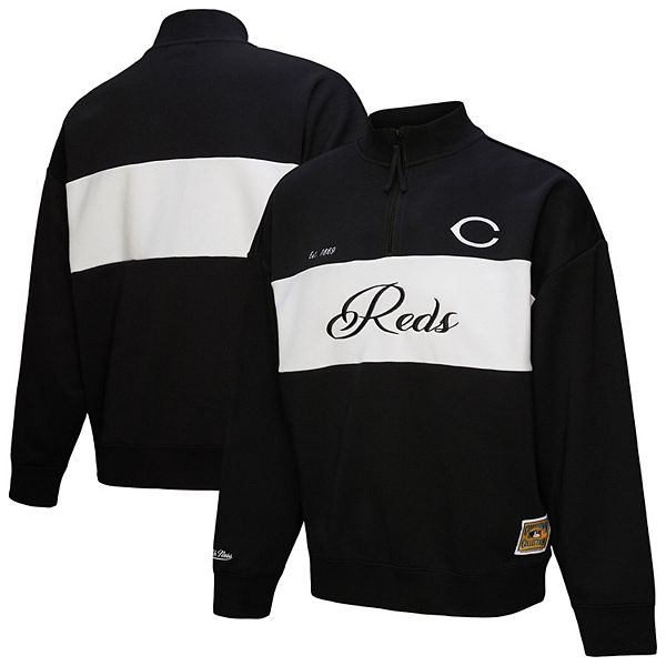 Women's Mitchell & Ness Black Cincinnati Reds Quarter-Zip Pullover Top Mitchell & Ness