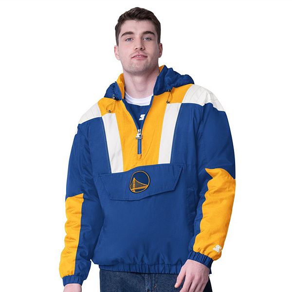 Men's Starter  Royal Golden State Warriors Charger Half-Zip Pullover Jacket Starter