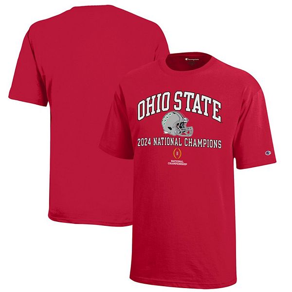 Youth Champion  Scarlet Ohio State Buckeyes College Football Playoff 2024 National Champions T-Shirt Champion