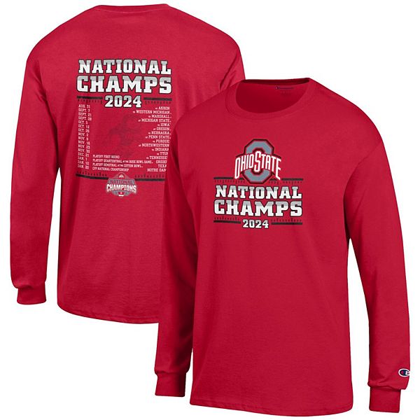 Men's Champion Scarlet Ohio State Buckeyes College Football Playoff 2024 National Champions Long Sleeve T-Shirt Champion