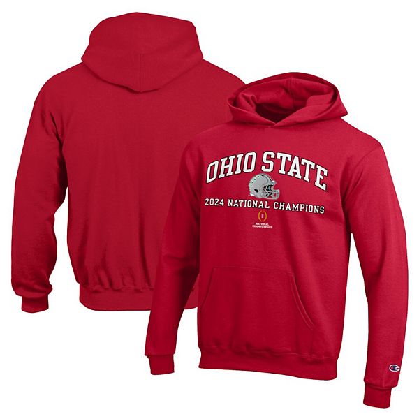 Youth Champion  Scarlet Ohio State Buckeyes College Football Playoff 2024 National Champions Pullover Hoodie Champion