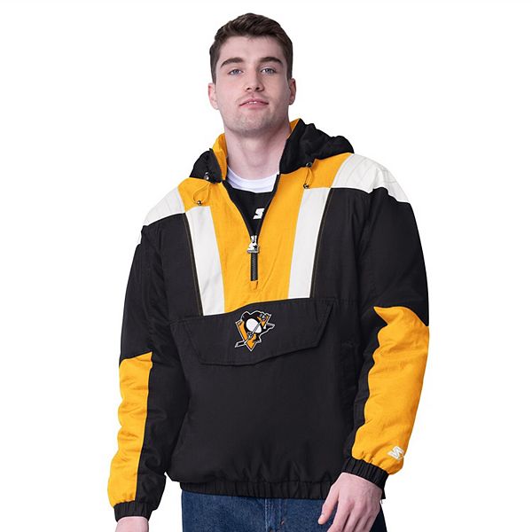 Men's Starter  Black Pittsburgh Penguins Charger Half-Zip Pullover Hoodie Starter