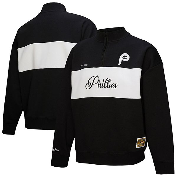 Women's Mitchell & Ness Black Philadelphia Phillies Quarter-Zip Pullover Top Mitchell & Ness