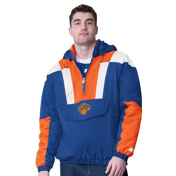 Men's Starter  Royal New York Knicks Charger Half-Zip Pullover Jacket Starter