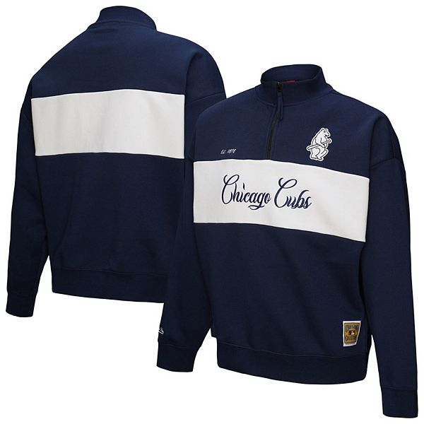 Women's Mitchell & Ness Navy Chicago Cubs Quarter-Zip Pullover Top Mitchell & Ness