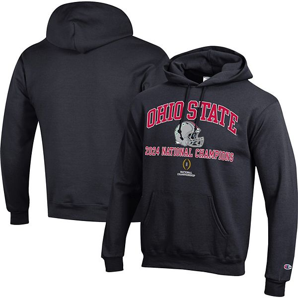 Men's Champion Black Ohio State Buckeyes College Football Playoff 2024 National Champions Helmet Pullover Hoodie Champion