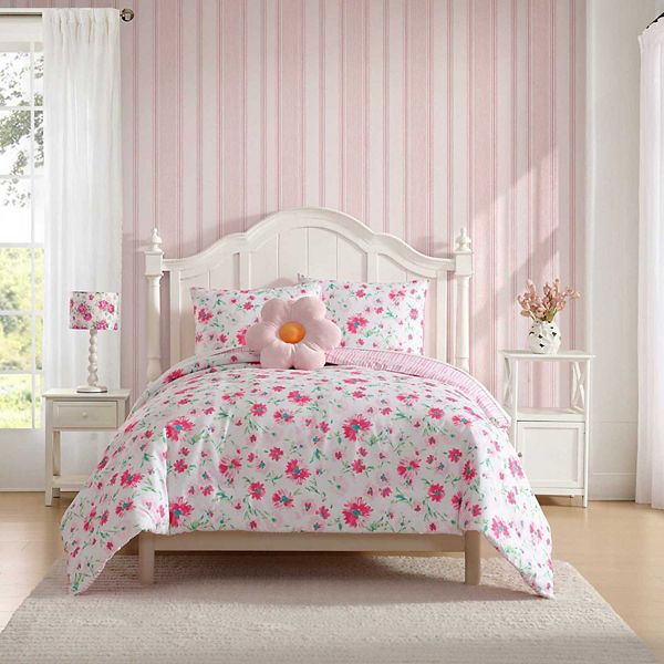 Girls Laura Ashley Meadow Daisies Pink Full/Queen Comforter Sham Set Laura Ashley Kids