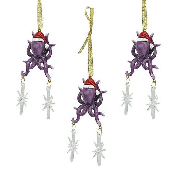 Tenacious Tentacles Octopus Holiday Ornament: Set of 3 Design Toscano