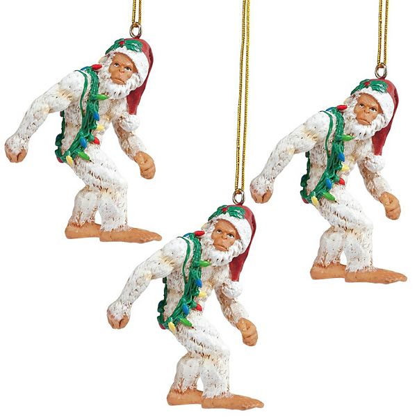 Bigfoot the Abominable Snowman Yeti Holiday Ornament: Set of Three Design Toscano