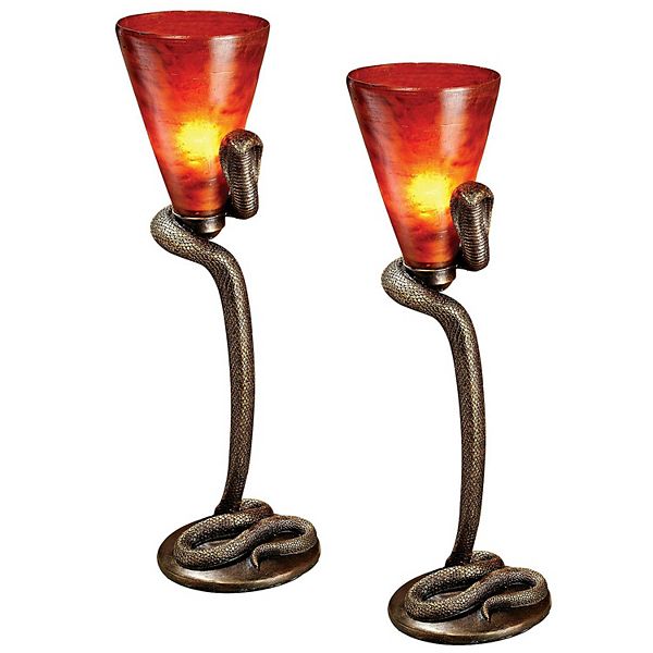 Uraeus, Egyptian Cobra God Altar Lamp: Set of Two Design Toscano