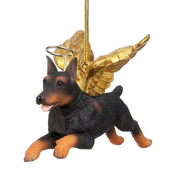 Honor the Pooch: Doberman Holiday Dog Angel Ornament Design Toscano