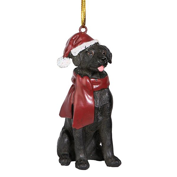 Black Labrador Retriever Holiday Dog Ornament Sculpture Design Toscano