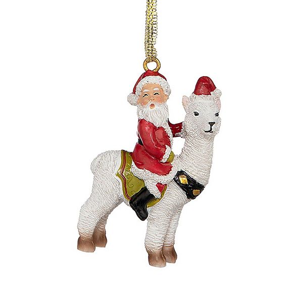 Santa's New Xmas Ride Llama Holiday Ornament: Each Design Toscano