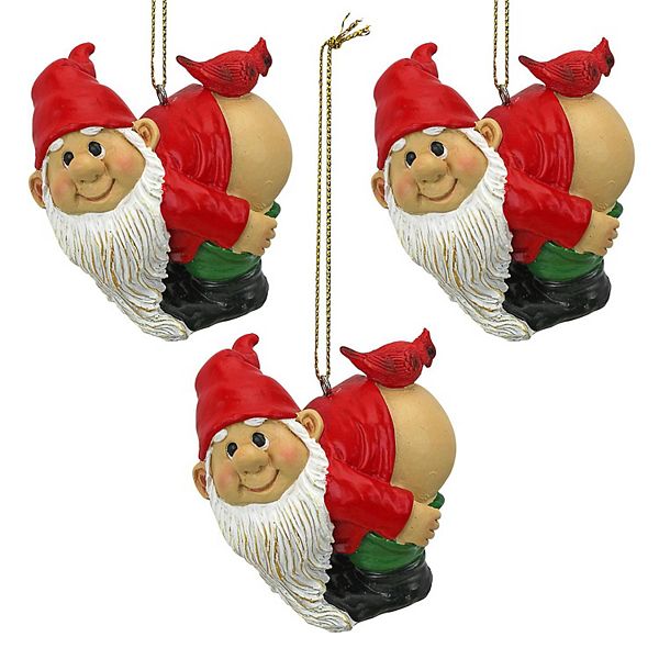 Loonie Moonie Gnome Holiday Ornament: Set of 3 Design Toscano