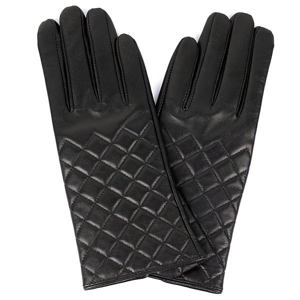 Women's Karla Hanson Quilted Leather Touch Screen Gloves Karla Hanson