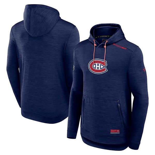 Men's Fanatics Heather Navy Montreal Canadiens Authentic Pro Tech Pullover Hoodie Fanatics