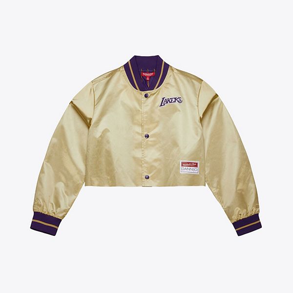 Women's Mitchell & Ness x DANNIJO Gold Los Angeles Lakers Cropped Satin Full-Snap Jacket Mitchell & Ness