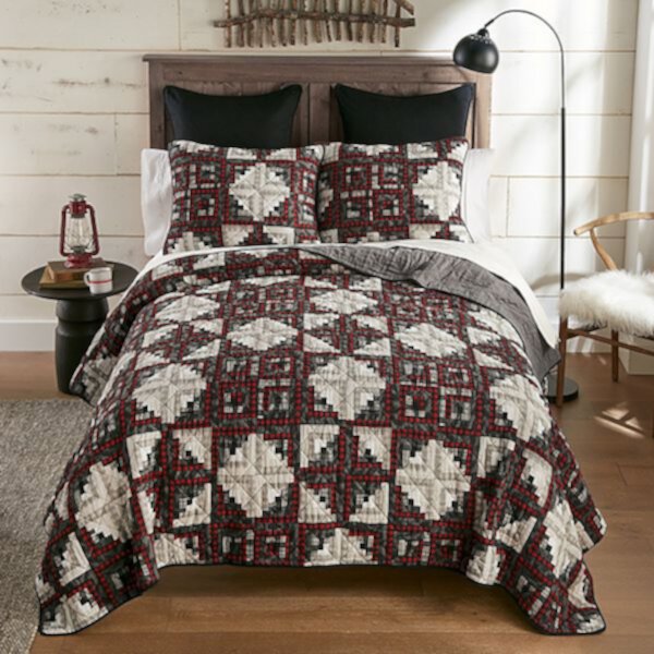 Donna Sharp Log Cabin Star Pieced Cotton Quilt Set with Shams Donna Sharp