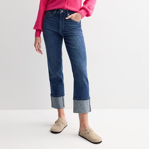 Petite Sonoma Goods For Life® Straight Cuffed Jeans Sonoma