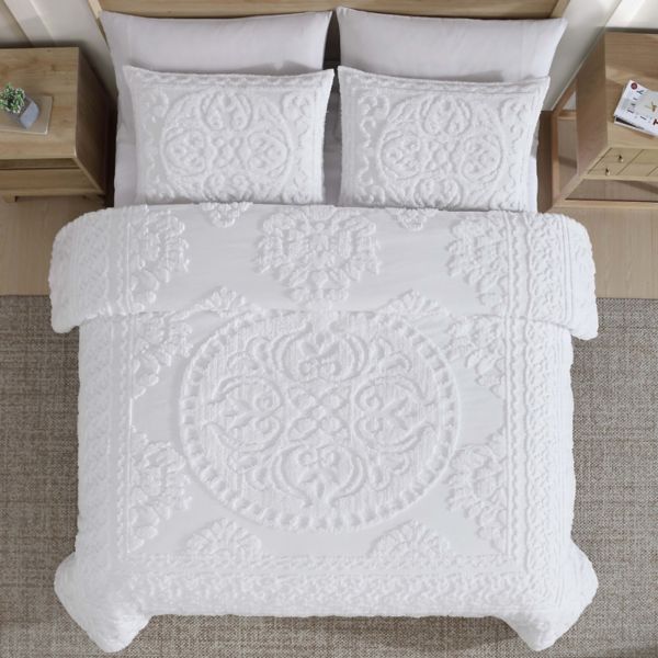 Beatrice Home Fashions 3-Piece Emblem Chenille Comforter Set Beatrice Home