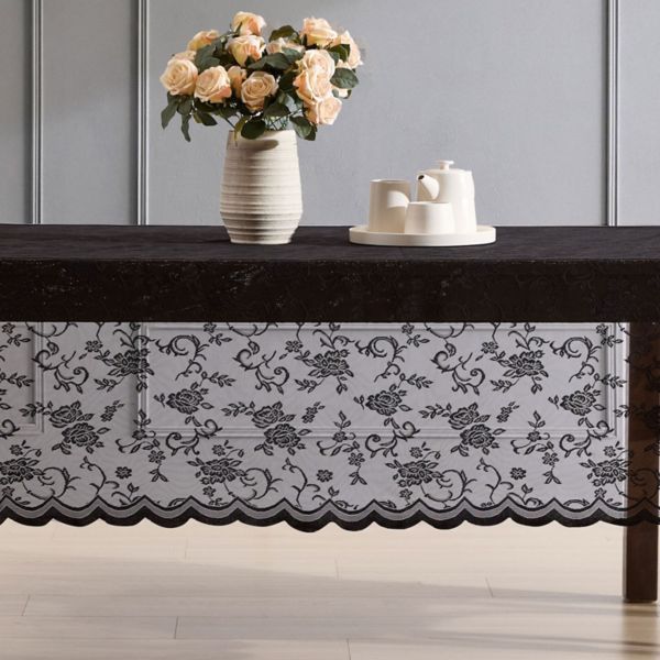 HLC.ME Harper Floral Lace Fabric Tablecloth, Table Cloth Round Tables, Wrinkle Resistant, Patterned HLC.me