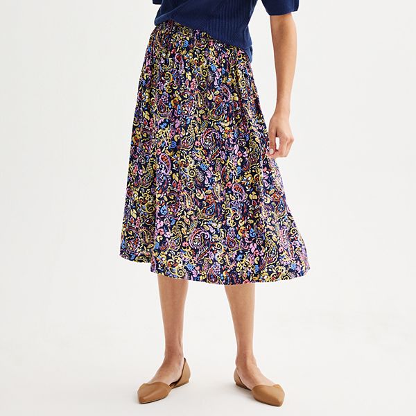 Women's Croft & Barrow® Elastic Waist Midi Skirt Croft & Barrow