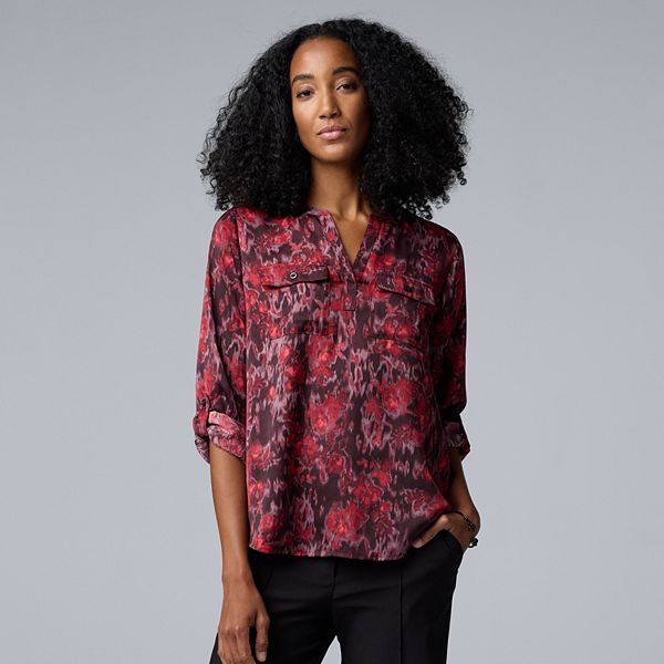 Women's Simply Vera Vera Wang Roll-Tab Popover Blouse Simply Vera Vera Wang