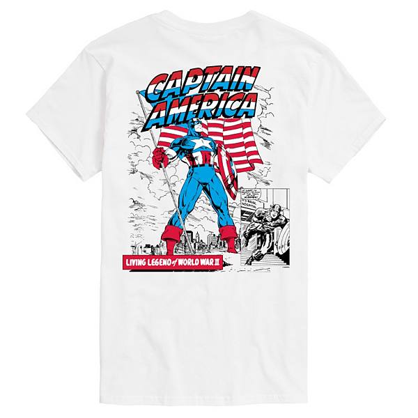 Men's Captain America Flag Comic Retro Graphic Tee Marvel