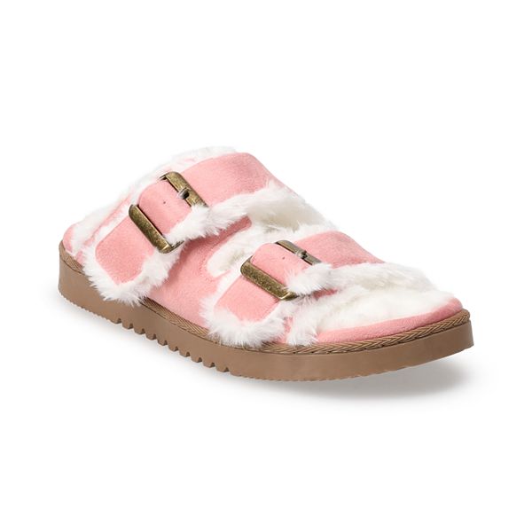 Women's Sonoma Goods For Life® Norna Two Band Faux Fur Sandal Slippers Sonoma